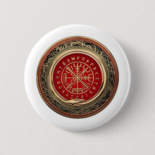 [500] Vegvisir - Viking Gold Magic Runic Compass Button (Vorderseite)