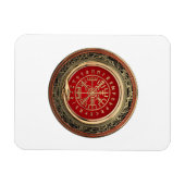 [500] Vegvisir - Viking Gold Magic Runic Compass Magnet (Horizontal)