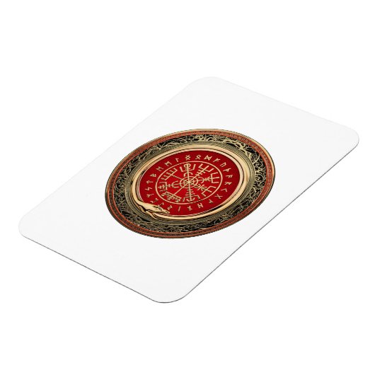 [500] Vegvisir - Viking Gold Magic Runic Compass Magnet (Linke Seite)