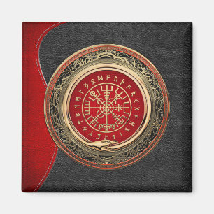 [500] Vegvisir - Viking Gold Magic Runic Compass Magnet