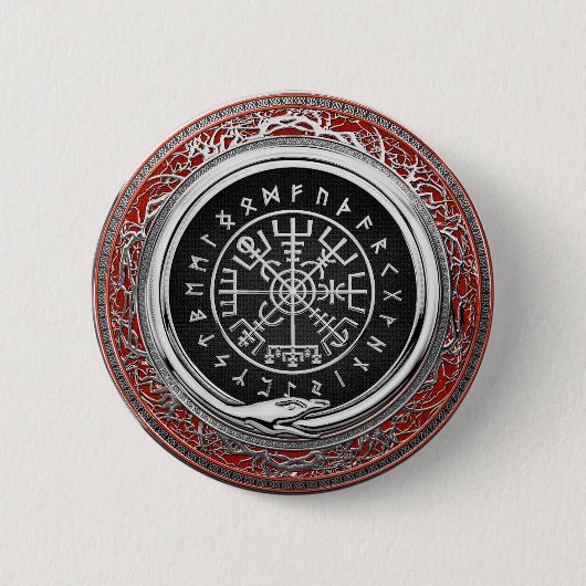 [500] Vegvisir - Viking Silver Magic Runic Compass Button (Vorderseite)