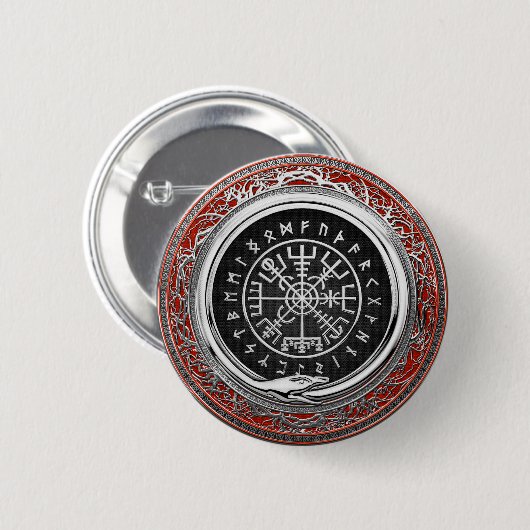 [500] Vegvisir - Viking Silver Magic Runic Compass Button (Vorne & Hinten)