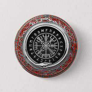 [500] Vegvisir - Viking Silver Magic Runic Compass Button