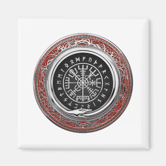 [500] Vegvisir - Viking Silver Magic Runic Compass Magnet (Vorne)