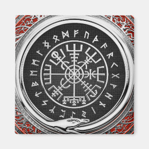 [500] Vegvisir - Viking Silver Magic Runic Compass Magnet