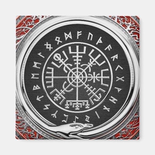 [500] Vegvisir - Viking Silver Magic Runic Compass Magnet (Vorne)