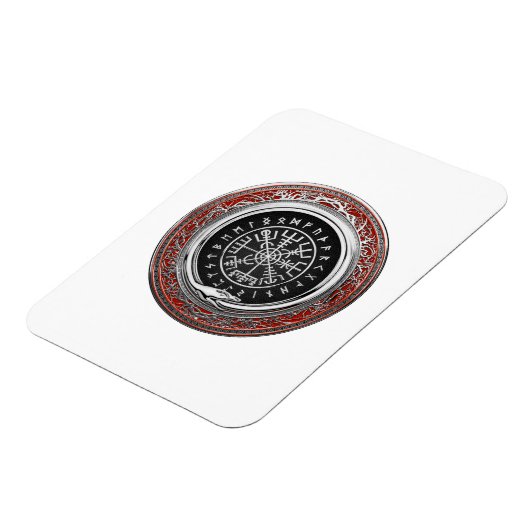 [500] Vegvisir - Viking Silver Magic Runic Compass Magnet (Linke Seite)