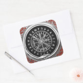 [500] Vegvisir - Viking Silver Magic Runic Compass Quadratischer Aufkleber (Umschlag)