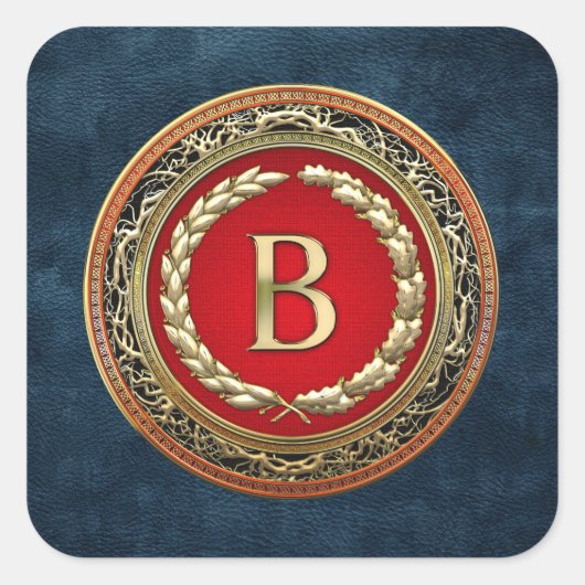 [500] Vintages Monogramm "B" Quadratischer Aufkleber (Vorderseite)