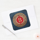 [500] Vintages Monogramm "B" Quadratischer Aufkleber (Umschlag)
