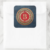 [500] Vintages Monogramm "B" Quadratischer Aufkleber (Tasche)