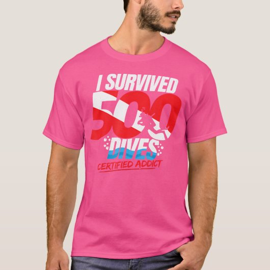 500th Dive Down Flag Funny Scuba Diving T-Shirt (Vorderseite)