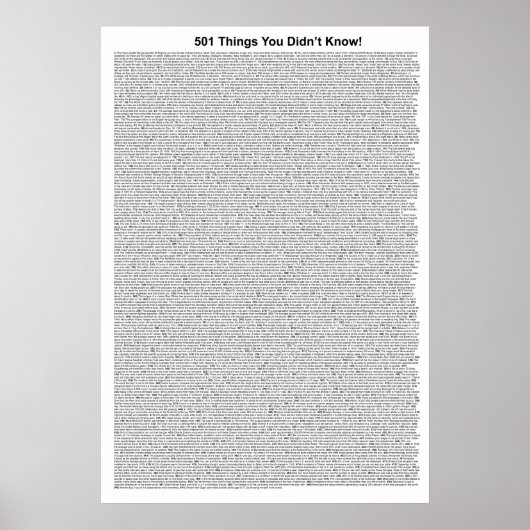 501 Dinge, die Sie nicht wussten (weiß) Poster (Vorne)