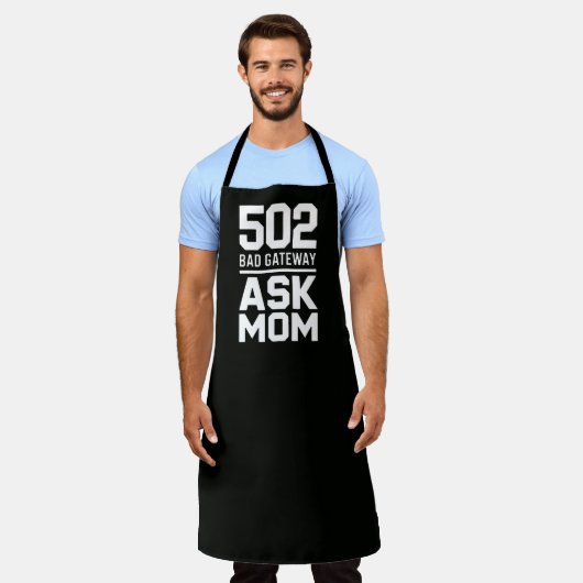 502 Bad Gateway Ask Mom Funny BBQ Cooking Schürze (Getragen)