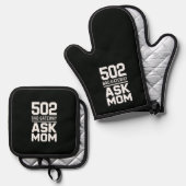 502 Bad Gateway Ask Mom Tech Kitchen Humor Ofenhandschuh & Topflappen-Set (Vorderseite/Rückseite)