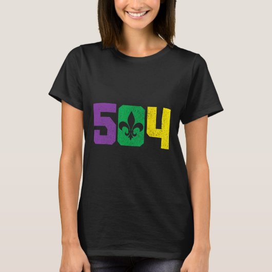 504 Area Code Pride Nola New Orleans Louisiana Mar T-Shirt (Vorderseite)