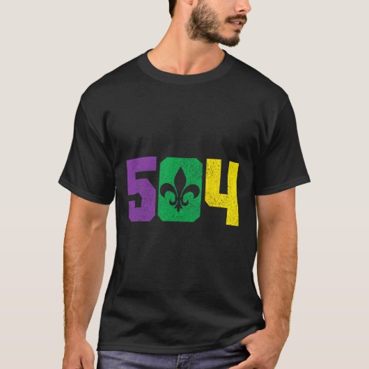 504 Area Code Pride Nola New Orleans Louisiana Mar T-Shirt (Vorderseite)