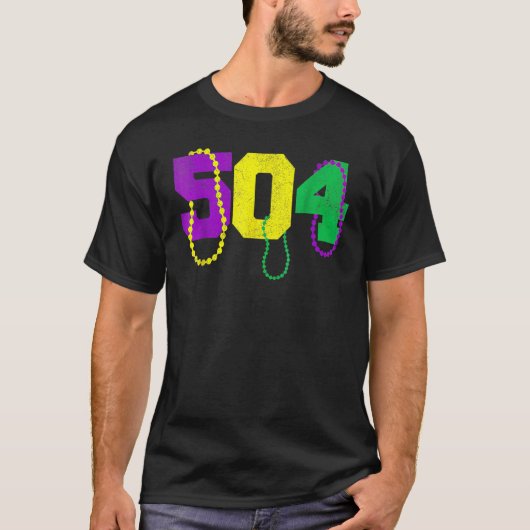 504 Beads Funny Mardi Gras New Orleans Carnival Fe T-Shirt (Vorderseite)
