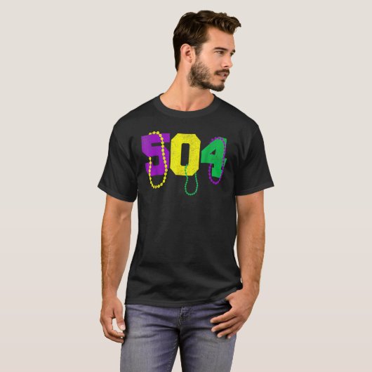 504 Beads Funny Mardi Gras New Orleans Carnival Fe T-Shirt (Vorne ganz)