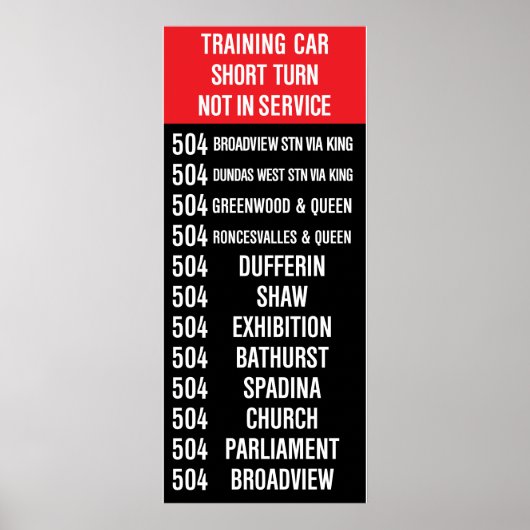 504 KING Replica Rollsign (CLRV) Poster (Vorne)