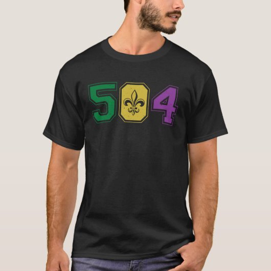 504 Mardi Gras New Orleans Louisiana Bereichscode T-Shirt (Vorderseite)