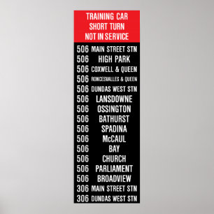 506 CARLTON ReplikTTC Streetcar Rollsign Poster