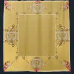 50./1. Hochzeitstag im Golden Ochre Duschvorhang<br><div class="desc">Sie suchen den passenden 50. oder 1. Brautduschvorhang? Dann wird vielleicht eine schöne,  goldfarbene ockerfarbene,  verzierte Wiederholungs- und Edelsteingrafik das Richtige sein,  um ihnen BEIDE zu geben!</div>