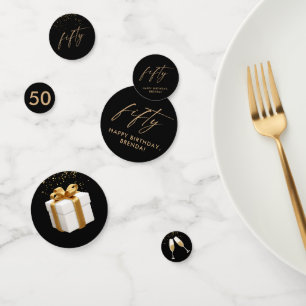 50. 50. Elegante Gold Black Birthday Party Konfetti