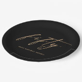 50. 50. Elegante Gold Black Birthday Party Pappteller (Schrägansicht)