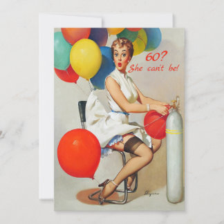 50. 60. 40. Geburtstag Vintages Sexy Button Up Gir Einladung