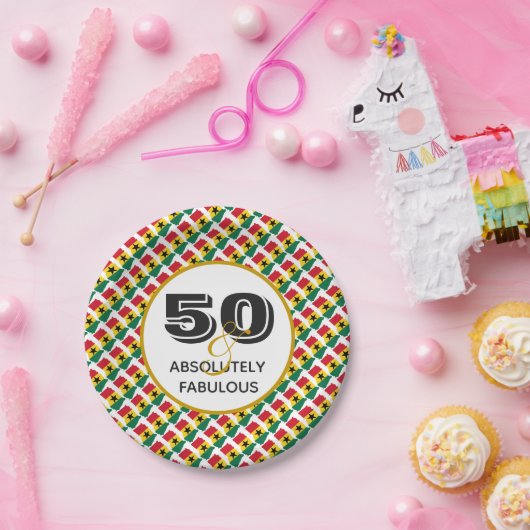 50 & Absolut fabelhafte GHANA-Feier Pappteller (Party)