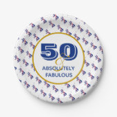 50 & Absolut fabelhafte GROSSBRITANNIEN Feier Pappteller (Vorderseite)