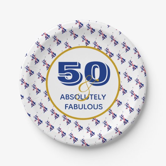 50 & Absolut fabelhafte GROSSBRITANNIEN Feier Pappteller (Vorderseite)