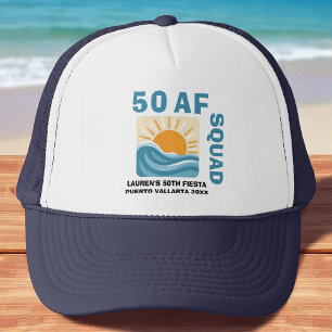50 AF Crew Retro Sunset Beach Geburtstag Truckerkappe