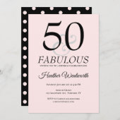 50 and Fabulous 50th Birthday Blush Pink Einladung (Vorne/Hinten)