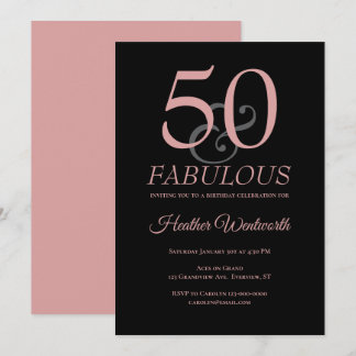 50 and Fabulous 50th Birthday Dusty Pink Einladung