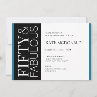 50 and Fabulous 50th Birthday Invitation Einladung