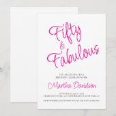 50 and Fabulous | 50th Birthday Invitation Einladung (Vorne/Hinten)