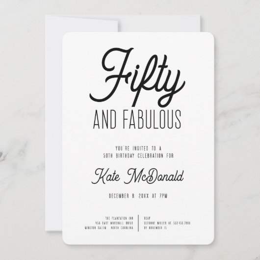 50 and Fabulous 50th Birthday Invitation Einladung (Vorderseite)