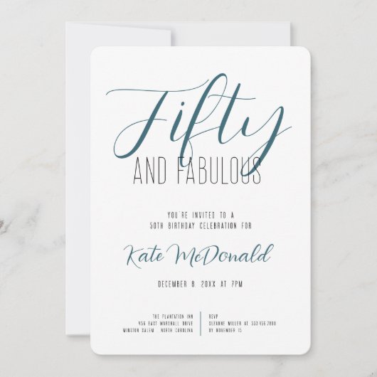 50 and Fabulous 50th Birthday Invitation Einladung (Vorderseite)