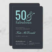 50 and Fabulous 50th Birthday Invitation Einladung (Vorne/Hinten)