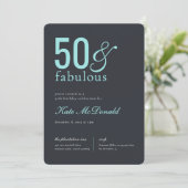 50 and Fabulous 50th Birthday Invitation Einladung (Stehend Vorderseite)