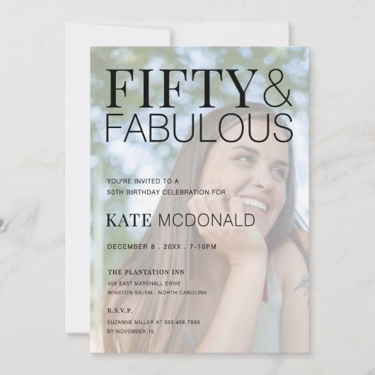 50 and Fabulous 50th Birthday Invitation Einladung (Vorderseite)