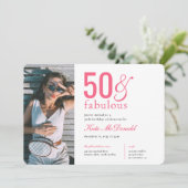 50 and Fabulous 50th Birthday Invitation Einladung (Stehend Vorderseite)