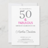 50 and Fabulous | 50th Birthday Invitation Einladung (Vorderseite)