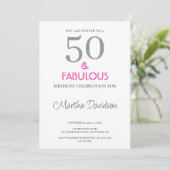 50 and Fabulous | 50th Birthday Invitation Einladung (Stehend Vorderseite)