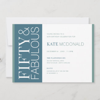 50 and Fabulous 50th Birthday Invitation Einladung
