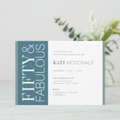 50 and Fabulous 50th Birthday Invitation Einladung (Stehend Vorderseite)