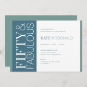 50 and Fabulous 50th Birthday Invitation Einladung (Vorne/Hinten)