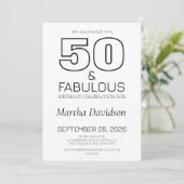 50 and Fabulous | 50th Birthday Invitation Einladung (Stehend Vorderseite)